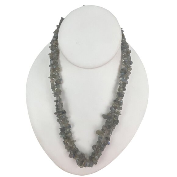 Labradorite Gemstone Chip Bead Necklace 36 Inches - Picture 5 of 11